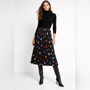 Icone Colorful Gem Print Accordian Pleated Skirt